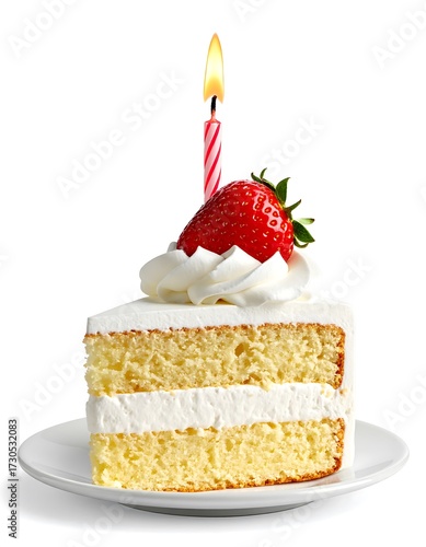 Birthday cake slice on plate