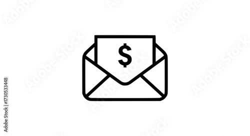 Envelope with dollar black white icon