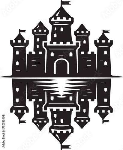 castle silhouette Vector | Minimalist & Trendy castle Silhouette Design | Unique & Stylish castle Artwork for Vector design	

