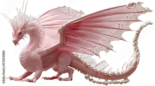 pink dragon isolated on white background