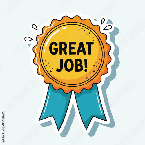 Golden Great Job Award Ribbon Sticker.