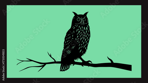 Majestic owl perched on a branch, a symbol of wisdom and mystery, perfect for nature lovers and educational projects. Its intense gaze captivates all