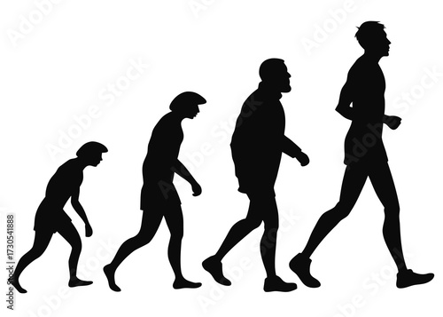 Evolution of man to modern runner silhouette