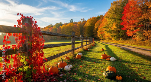 Harvested pumpkins in a countryside farm