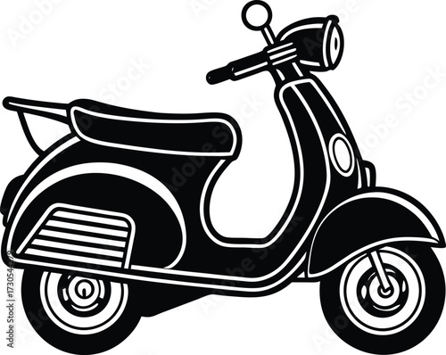 Wallpaper Mural Black sport motorcycle with chrome engine and vintage red wheels isolated on a white background for a vector illustration Torontodigital.ca