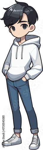 ポケットに手を突っ込んだ少年のイラスト