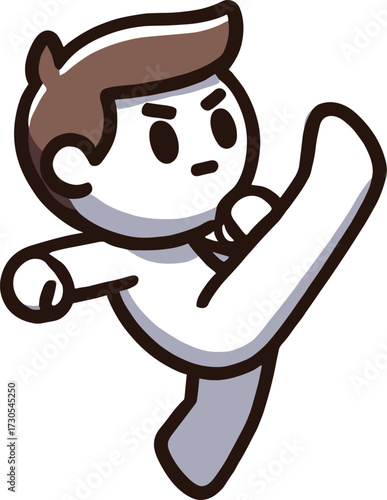 ハイキックしているデフォルメ男性のイラスト