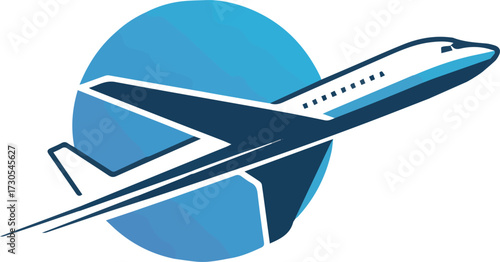 Vector art of airplane flying around globe, symbolizing travel and connection