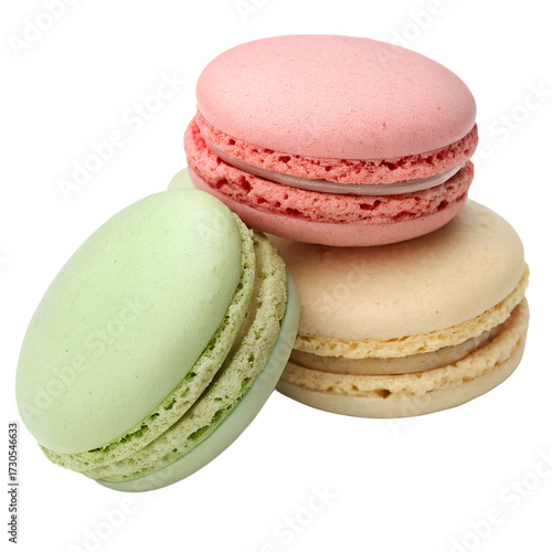 colorful macaroons isolated on transparent background