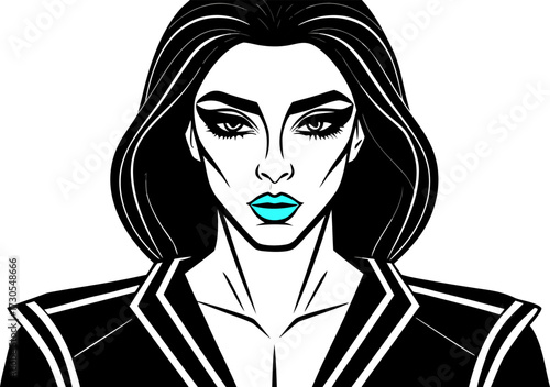 Glamorous woman with blue lips