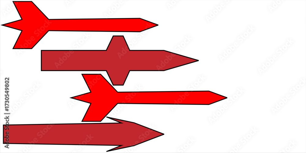 Fototapeta premium Ballistic missile silhouettes vector set