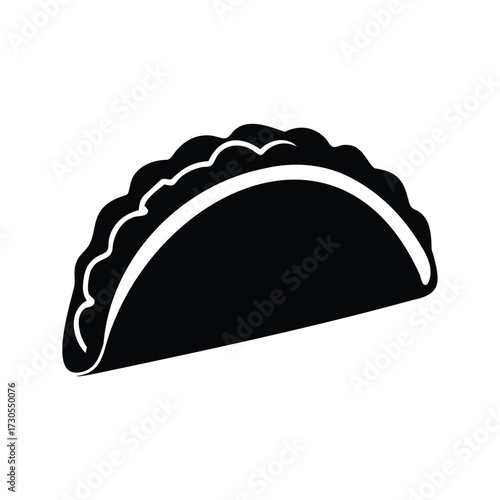 Empanada silhouette with crimped edges, a traditional savory pastry dish, taco with sauce silhouette vector illustration