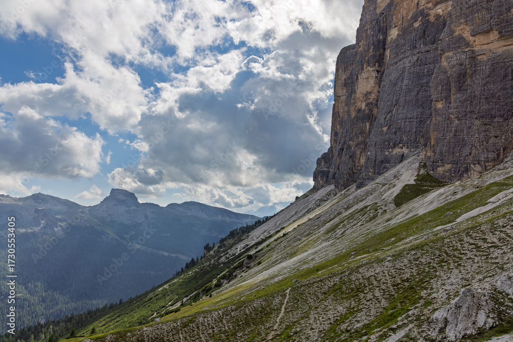 Naklejka premium Hiking at Passo Falzarego - Cortina d'Ampezzo - Italy