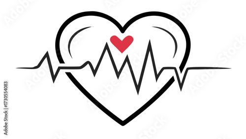Heartbeat lifeline inside heart shape, a symbol of life, health, and love, conveying vital signs and care, perfect for medical concepts and wellness branding