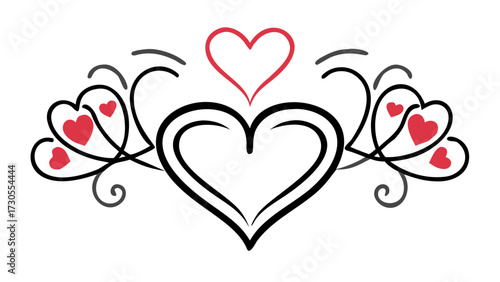 Elegant heart flourish design for Valentine's Day cards and wedding invitations, a romantic touch for your special celebrations with decorative love accents