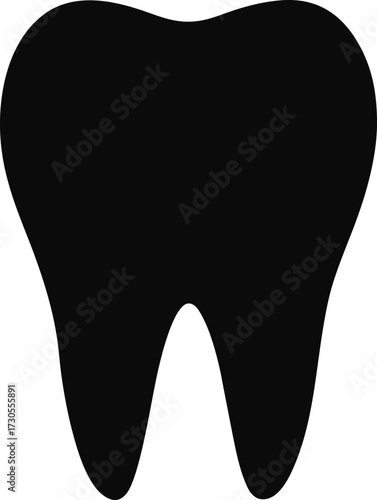 Black silhouette of a molar tooth on a white background vector.