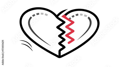 Symbolic broken heart illustration representing heartbreak, sadness, and emotional pain perfect for therapy or relationship content