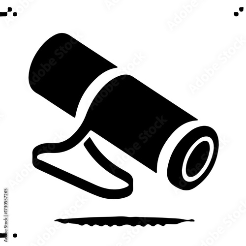 Rolled Yoga Mat with Strap Icon Minimalist Black Vector