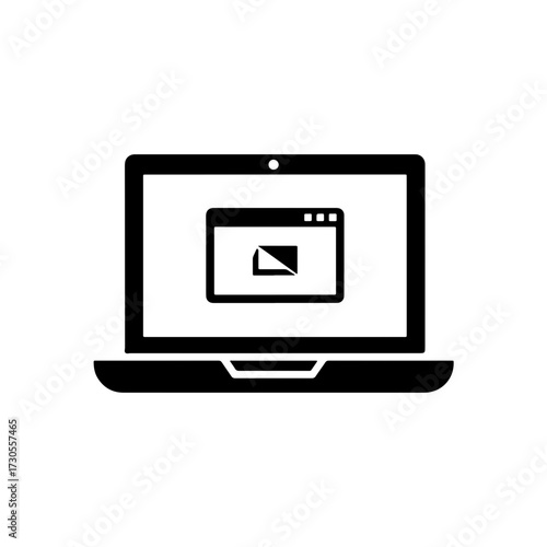 Laptop Showing Suspicious Pop-up Window Icon Minimalist Black Vector