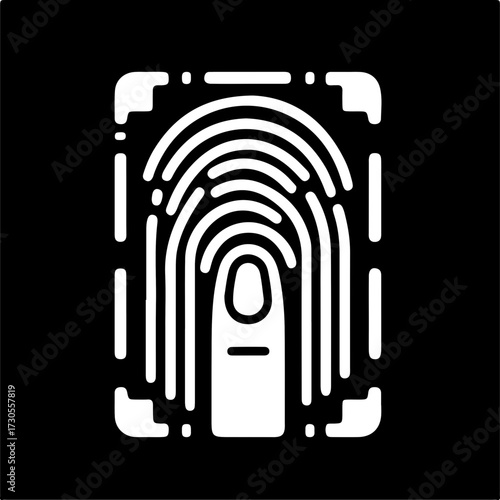 Finger Pressing Fingerprint Scanner Icon Minimalist Black Vector