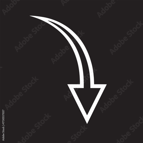Simple downward curved arrow icon design element simple graphic symbol directional indicator