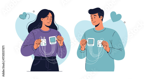 Couple holding up images of their hearts and souls connected.