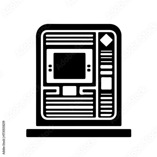 ATM Machine Front View Icon Minimalist Black Vector