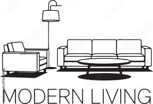 Modern living room furniture sketch
