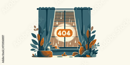 404 Error Concept Window Illustration Depicting a Problem or Issue, Error Page