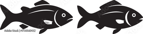 Two black fish silhouettes facing each other