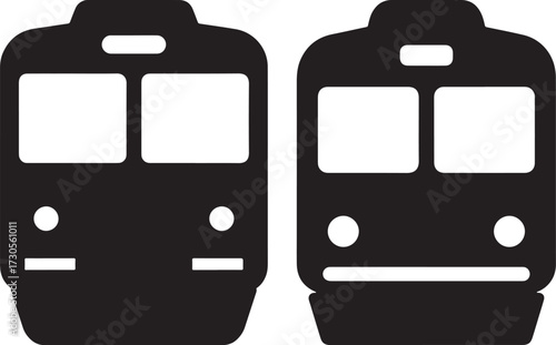 Two train fronts silhouette