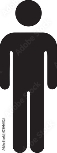 Male restroom silhouette icon, simple toilet facility vector design for public hygiene use.