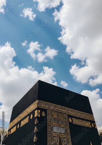 The Kaaba in Mecca Under a Cloudy Sky