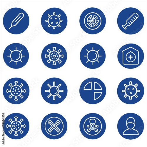 Medical and warning icons thermometer virus