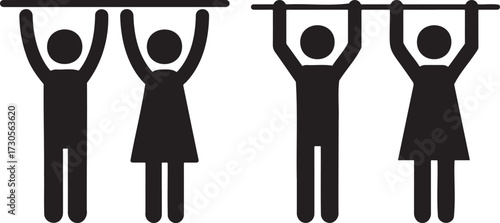 Two couples holding bar silhouette