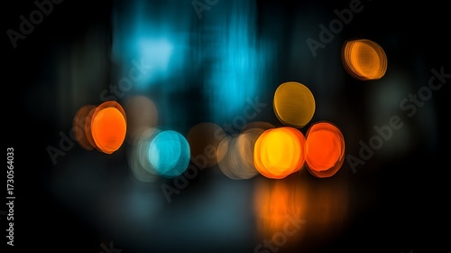 Abstract Colorful Light Bokeh on Dark Background in Night Scene