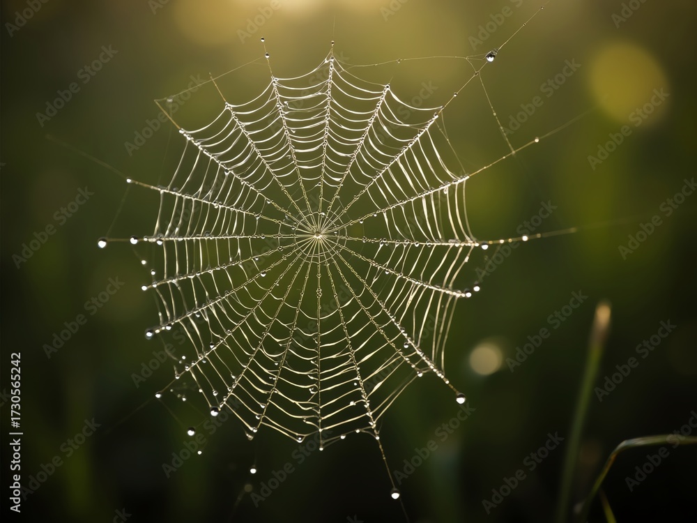 Naklejka premium spider web with dew drops