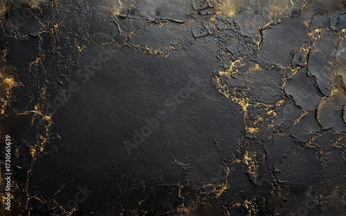 Black and golden texture dark slate background. Stone concrete surface.