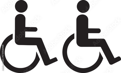 Two figures in wheelchairs silhouette