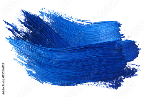 Blue acrylic paint textured bold isolated artistic brushstroke.

