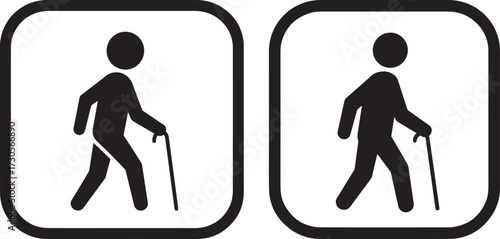 Two pedestrian crossing signs with cane silhouette