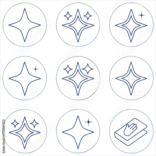 Star sparkle shine clean hand book vector