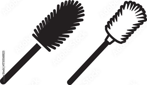 Two duster brushes one black silhouette
