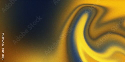 Yellow Blue and Dark Abstract Fluid Swirls with Grain image photo
