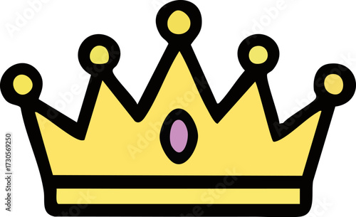 Golden Royal Crown Icon Illustration.