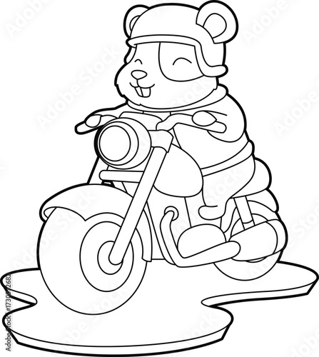 Hamster Motorcycle Animal Vector Graphic Art Illustrtion