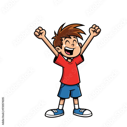 Boy Cheering Happily
