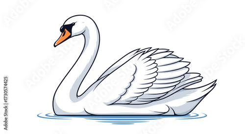 Pixel art black swan swimming in water. Detailed 8-bit style wild bird digital graphic vector illustration svg, isolated on transparent background.