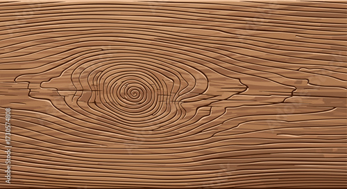 Realistic brown wood texture with detailed grain and a prominent knot. Natural wooden plank surface for a background or design. Vector illustration svg.