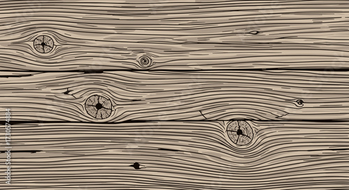 Realistic wood texture vector illustration with detailed grain and knots showing natural wooden planks, svg background isolated on transparent background.